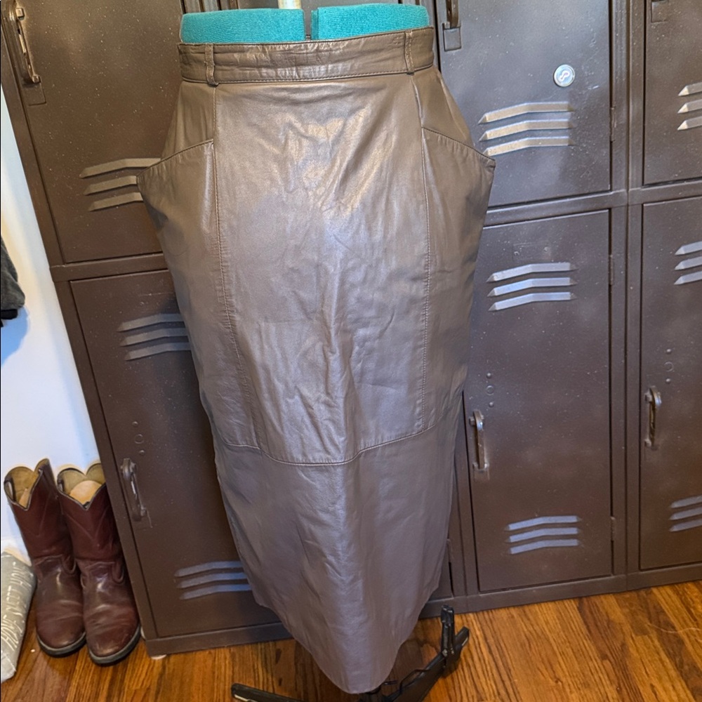 Vintage Leather Midi Skirt sz (4/6)